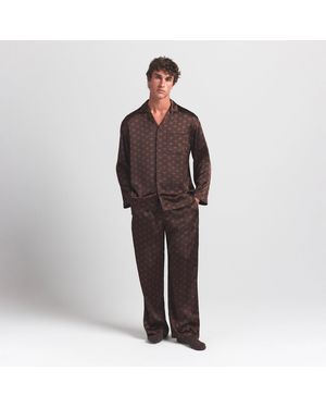 Skims Sateen Sleep Long Sleep Set - Brown