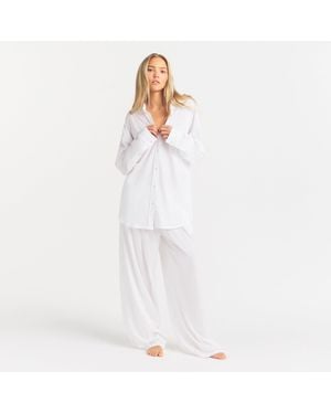 Skims Organic Cotton Sleep Long Sleeve Set - White