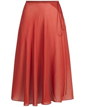 Skims Tie Side Midi Skirt - Red
