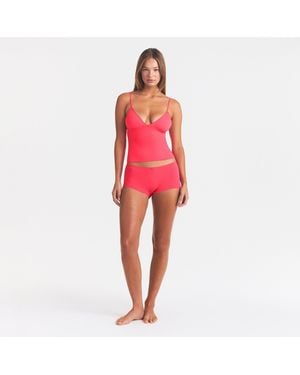 Skims Picot Cami Top And Boy Short Set - Red