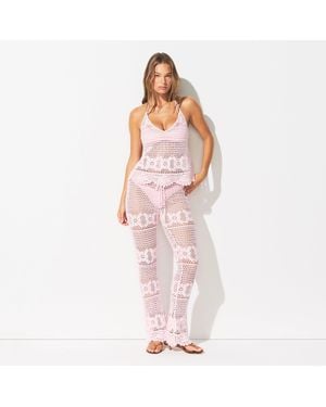 Skims Crochet Halter Cami Top - Pink