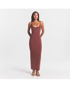 Skims Scoop Neck Long Dress - Red
