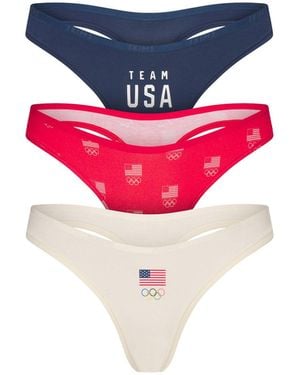 Skims Cotton Jersey Olympic Thong 3-Pack - Pink