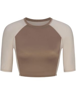 Skims Padded Half Sleeve Crop Top - Gray