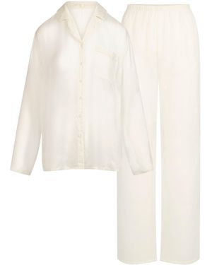 Skims Button Up Shirt And Pant Set - White