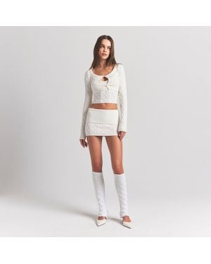 Skims Cable Knit Mini Skirt - White