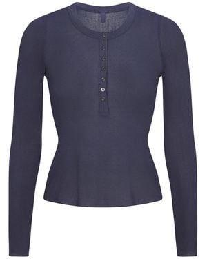 Skims Long Sleeve Henley - Blue