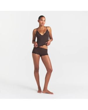 Skims Triangle Cami Top And Boy Short Set - Brown