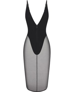 Skims Mesh Plunge Midi Dress - Gray