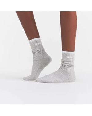 Skims Ribbed Crew Logo Socks - White