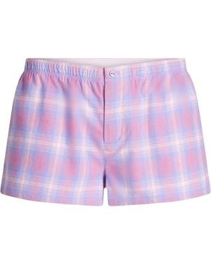 Skims Flannel Sleep Cheeky Boxer - Purple