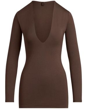 Skims Deep Plunge Mini Dress - Brown