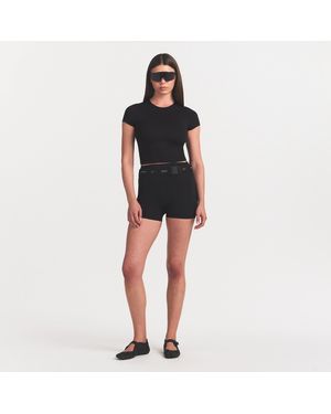Skims Cropped Corset T-Shirt - Black