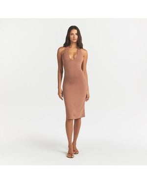 Skims Plunge Halter Midi Dress - White