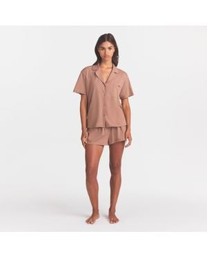 Skims Organic Cotton Sleep Short Sleeve Set - Red