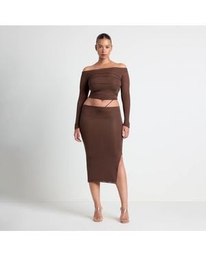 Skims Sheer Modal Midi Skirt - Brown
