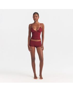 Skims Triangle Cami Top And Boy Short Set - Red