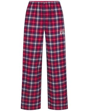 Skims Flannel Pajama Olympic Pants - Red