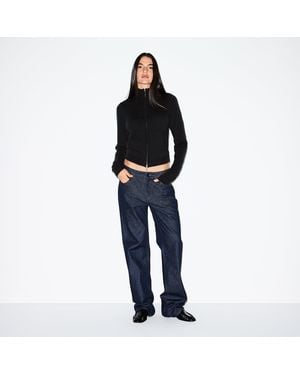 Skims Zip Up Jacket Mock Neck Sweater - Black