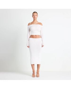 Skims Sheer Modal Midi Skirt - White