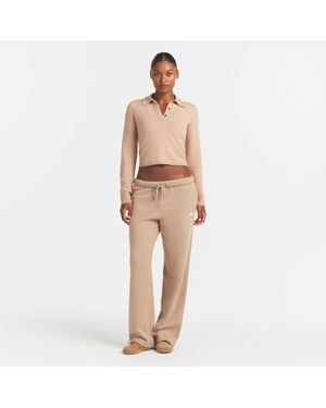 Skims Long Sleeve Cropped Polo - Natural
