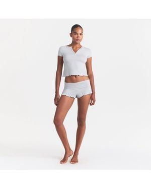 Skims Sleep Henley And Foldover Short Set - Red