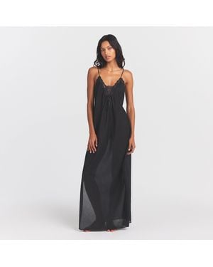 Skims Voile Sleep Long Dress - Black