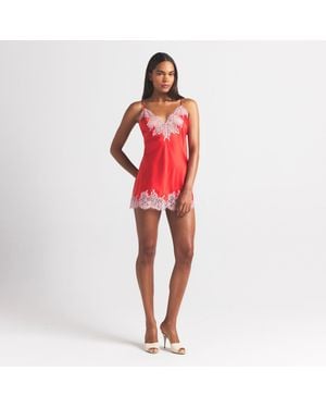 Skims Lace Mini Slip Dress - Red