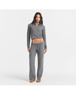 Skims Long Sleeve Cropped Polo - Gray