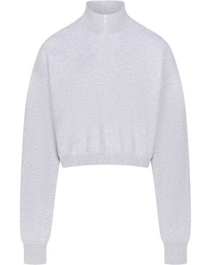 Skims Cropped Half Zip Pullover - White