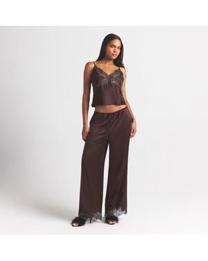 Skims Lace Straight Leg Pants - Brown