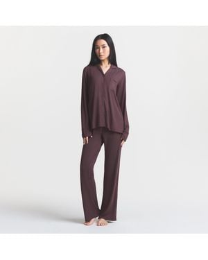 Skims Sleep Long Sleeve Button Up Set - Purple