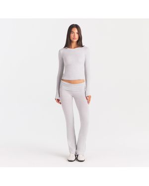 Skims Cotton Rib Long Sleeve T-Shirt - Gray