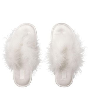 Skims Faux Feather Slipper - White