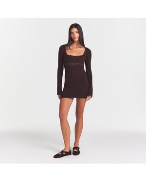 Skims Long Sleeve Mini Dress - Brown