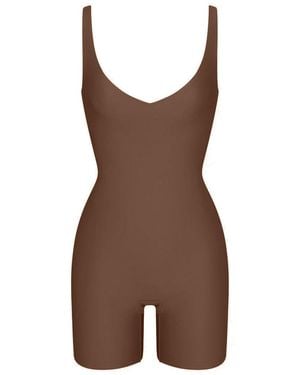 Skims Unlined Plunge Bodysuit - Brown