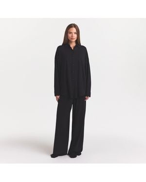 Skims Organic Cotton Sleep Long Sleeve Set - Black