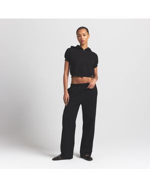 Skims Bubble Sleeve Cropped Zip Up Jacket - Black