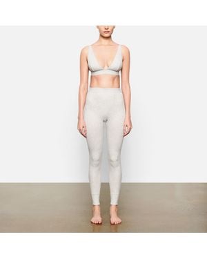 Skims Cotton Collection Ribbed Cotton-Blend Jersey Leggings - Gray