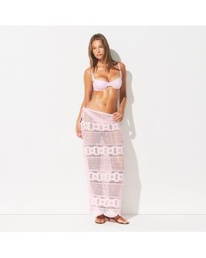 Skims Crochet Long Skirt - Pink