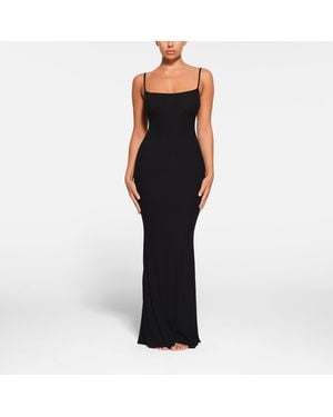 Skims Soft Lounge Rib Slip Dress - Black