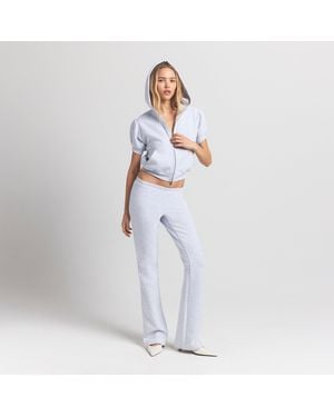 Skims Bubble Sleeve Cropped Zip Up Jacket - Blue