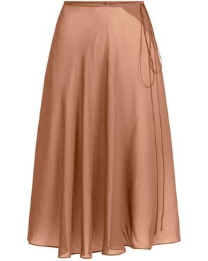 Skims Tie Side Midi Skirt - Brown