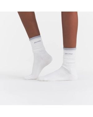 Skims Ribbed Crew Logo Socks - White