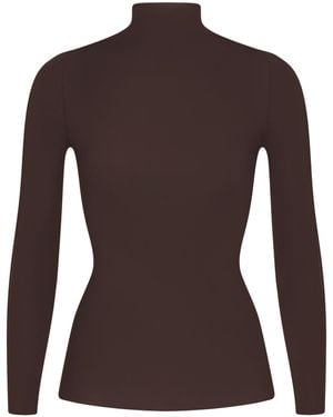 Skims Mock Neck Long Sleeve Top - Brown
