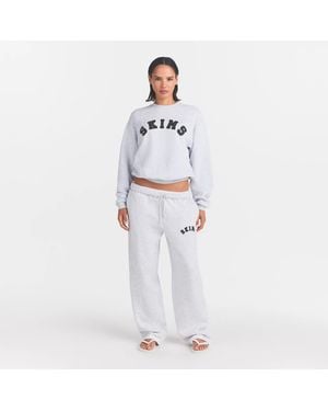 Skims Logo Classic Straight Leg Pants - White