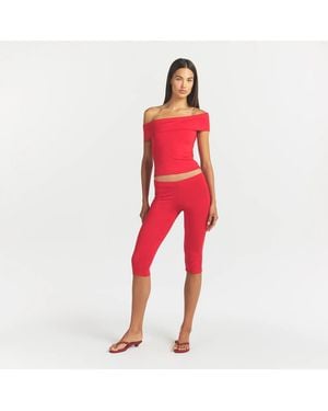 Skims Asymmetrical Off The Shoulder Top - Red