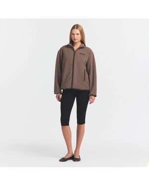Skims Mock Neck Zip Up Jacket - Brown