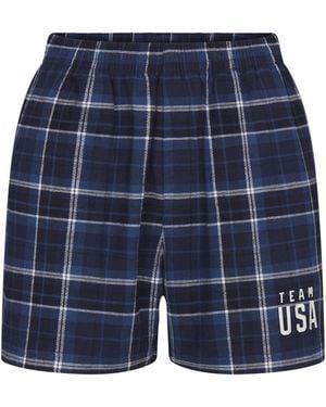 Skims Flannel Pajama Olympic Short - Blue