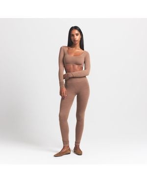 Skims Long Sleeve Super Cropped Top - Brown